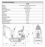 Mini Pelle ES 100 Données techniques